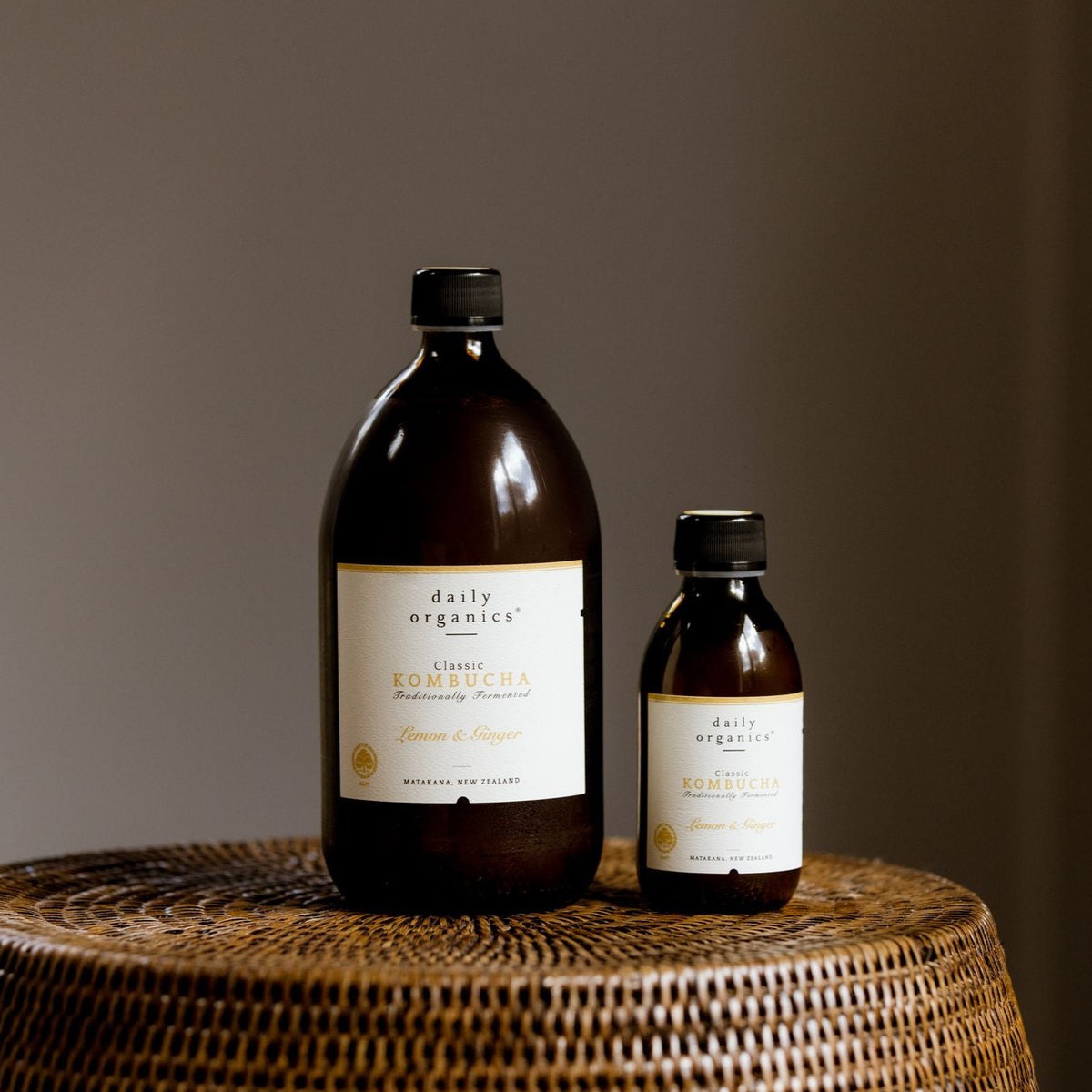 Daily Organics Lemon &amp; Ginger Kombucha. Matakana New Zealand.