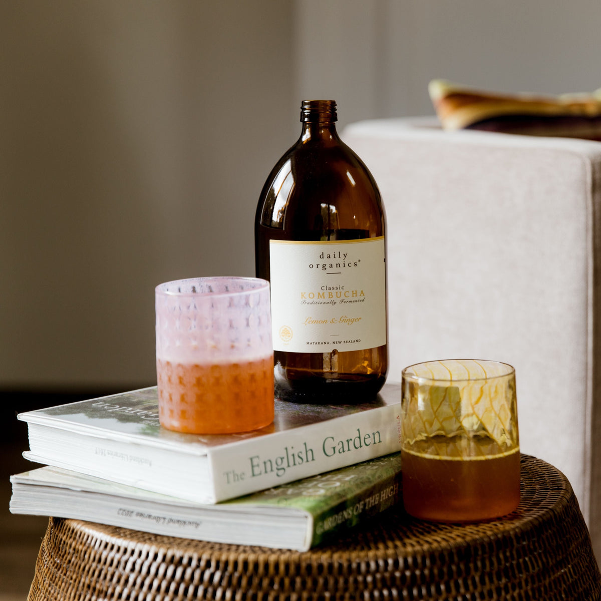 Daily Organics Lemon &amp; Ginger Kombucha. Matakana New Zealand.