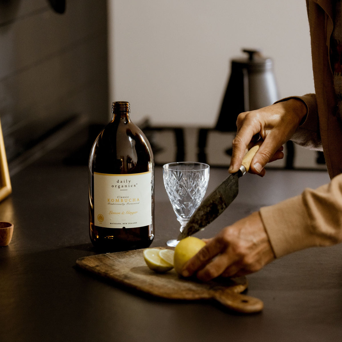 Daily Organics Lemon &amp; Ginger Kombucha. Matakana New Zealand.